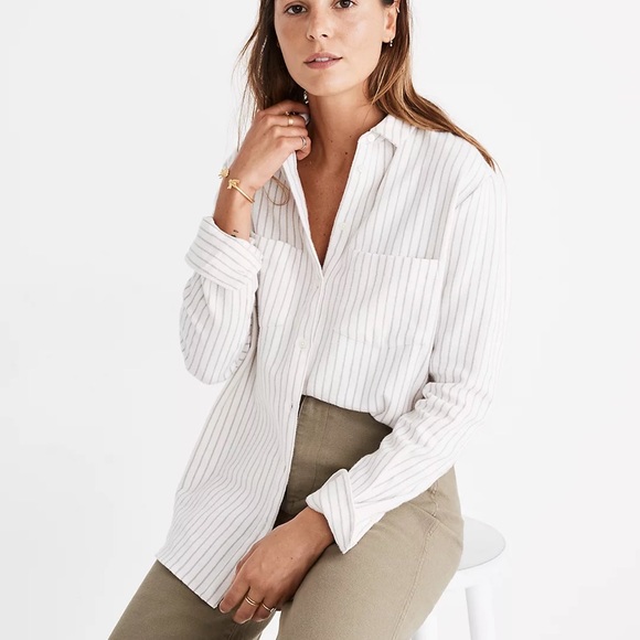 Madewell Flannel Sunday Shirt in stripe - Picture 4 of 6
